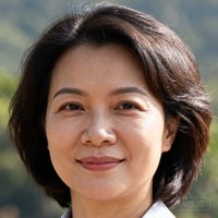 深圳市宝安区文旅局项目负责人陈女士的肖像照，在户外自然光下拍摄，表情温和亲切